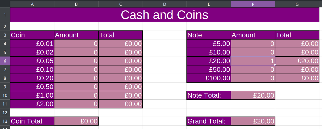 A screenshot of the spreadsheet.